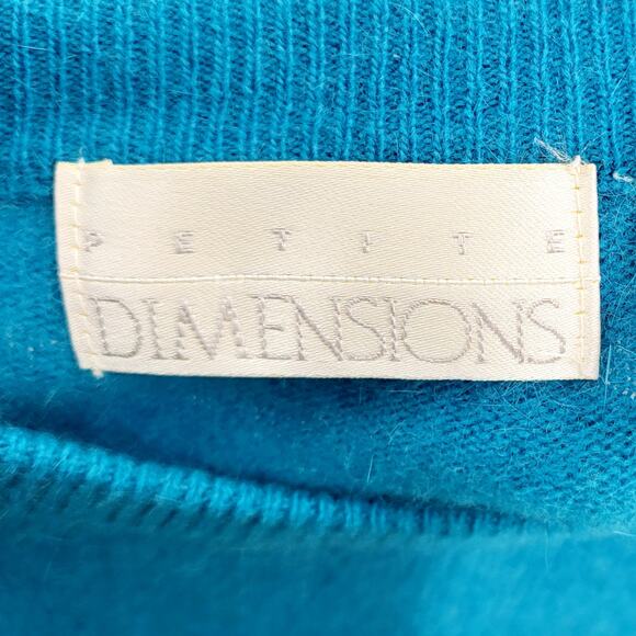 Vintage Petite Dimensions Blue Lambswool Angora Rabit Hair Crewneck Sweater Sz P - Picture 6 of 8